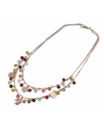 Necklace Coins And Multicoloured Glass Beads