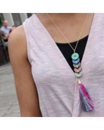 Necklace, Tassels Pink Blue Green