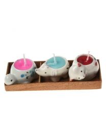Pack Of 3 Candles In Animal Holders