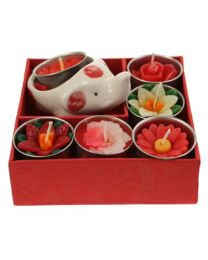 Pack Of 6 T-lites With Elephant Holder, Red