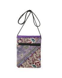 Passport Bag Purple, Recycled Sari