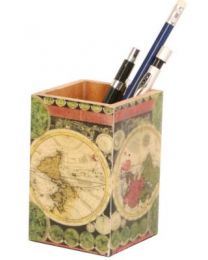 Pencil Pot, Antique Map 10x6.5cm