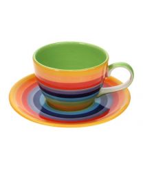 Rainbow Coffee Cup And Saucer **