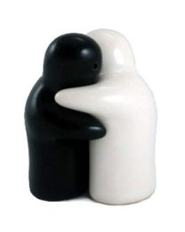 Salt And Pepper Pots Hugging Black And White **