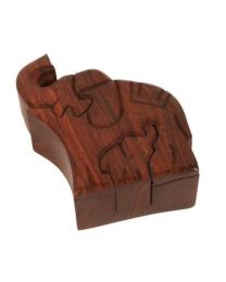 Shesham Wood Elephants Puzzle Box