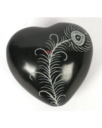 Soapstone Pebble Heart With Peacock