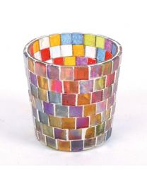 Tealight Holder Glass Multicolour Squares
