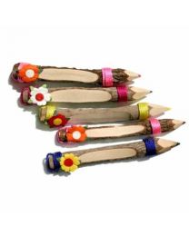 Twig Pencils With Flower. Pack Of 5, 13cm