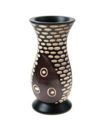 Vase, Wood, Circles And Ovals Design 15cm **