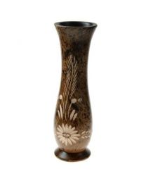 Vase, Wood, Flowers And Leaves Design 25cm **