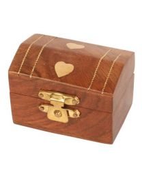 Wooden Box With Brass Inlay Hearts