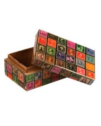 Wooden Box With Recycled Stamps