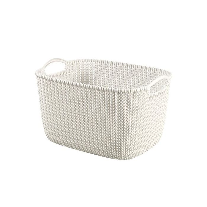 3 Litre Curver Knit Rectangular Storage Basket Oasis White 